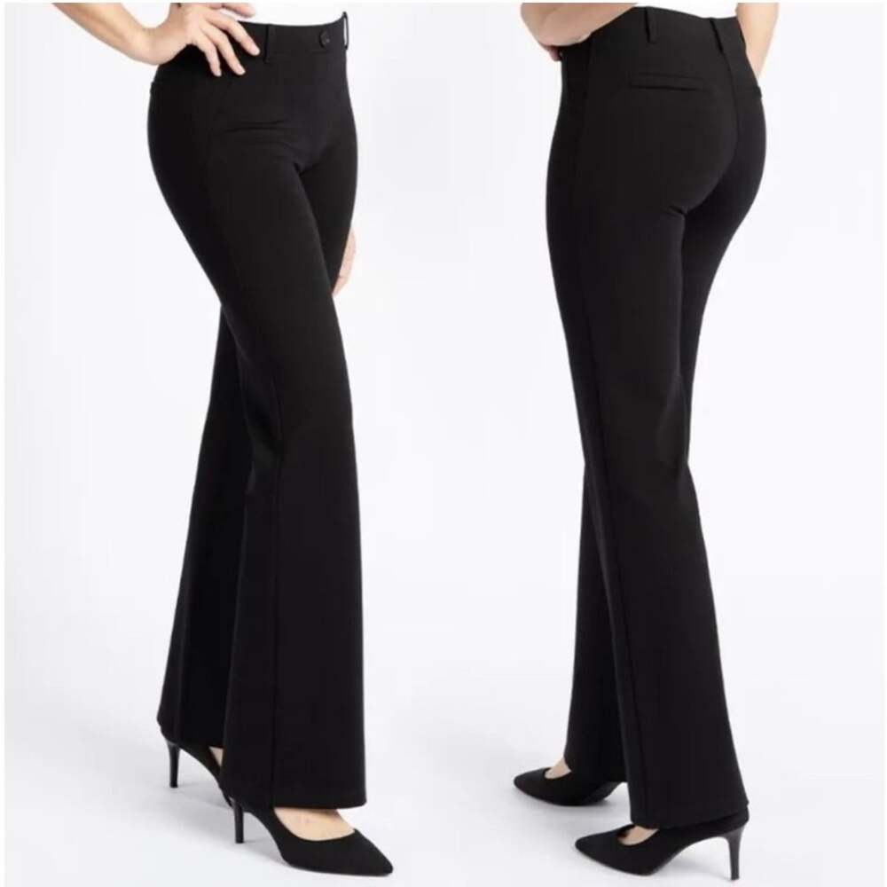 Betabrand Black Dress Yoga Pants Faux Pockets Boot Cut Size Medium Petite
